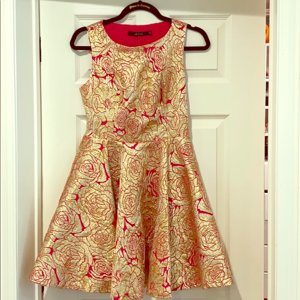 Ark & Co. Magenta and Gold cocktail dress